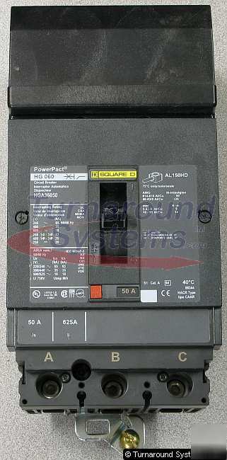 New square d HGA36050 circuit breaker, 50 amp, i-line 