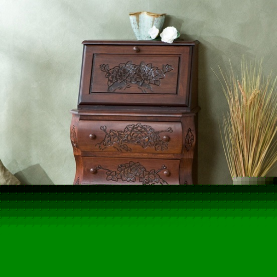 Sei HO2429 - walnut carved drop front file desk