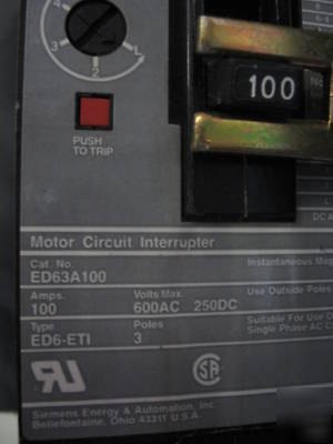 Siemens size 3 combination starter and circuit breaker