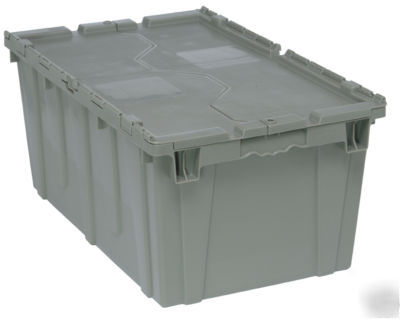 (3) plastic storage containers bins totes attached lid 