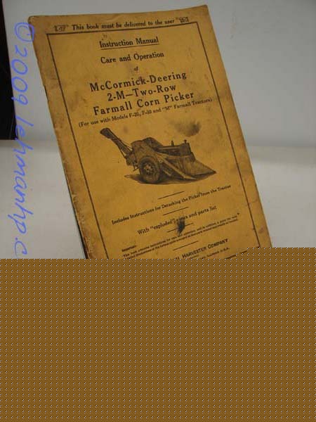 2-m farmall corn picker illustrated parts & ops manual
