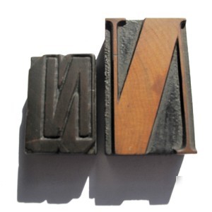 Wood type letterpress 2 letter n