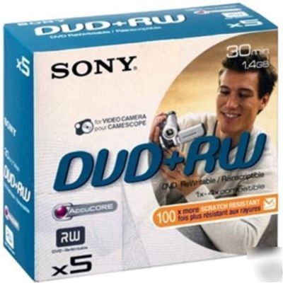 Sony dvd+rw 8CM 1.4 gb 4X pack of 5 scratchproof DPW30
