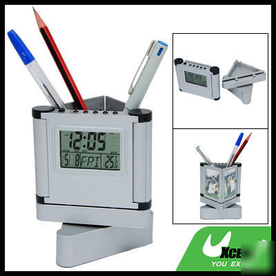 Triangle rotary pen holder thermometer alarm clock
