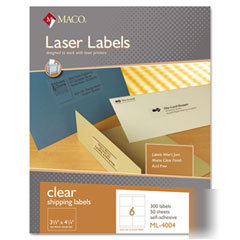 Matte labels, shipping, 3 1/3 X4 1/4 , clear (MACML4004