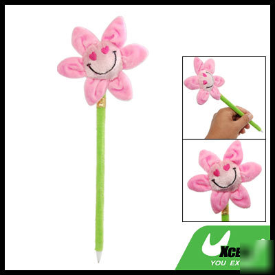 Pink sunflower shaped blue pen core slim ball point pen