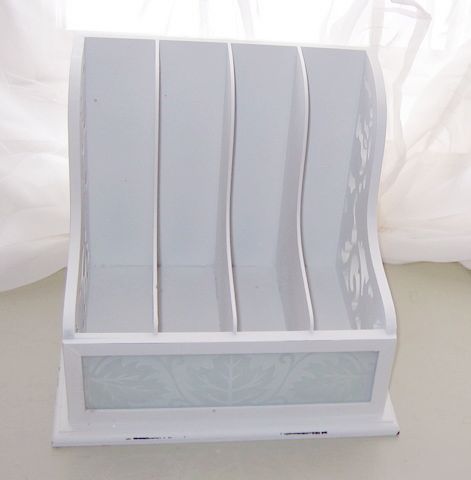 White distressed carved desk/letter/magazine organizer