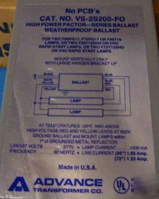 Advance transformer ballast vs-2S200-fo weather proof