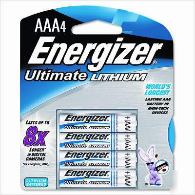 Eveready battery eÂ² lithium batteries, aaa, 4/pack