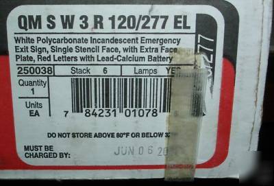 Lithonia quantum qm s w 3 r 120/277 emergency exit sign