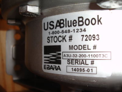 New ebara pump A3U-32-200-1100T3C 10HP 3 phase 208/460 