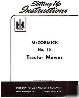 Mccormick - no. 32 mower owners - setting up manual