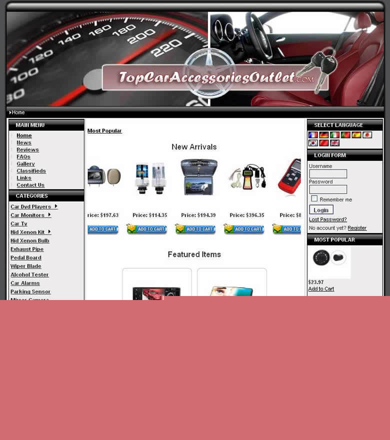 Established car accessories business website for sale