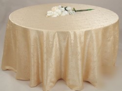 118 in. round rose pattern tablecloth gold 