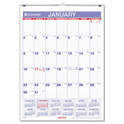 Ruled daily blocks monthly wall calendar, jan-dec