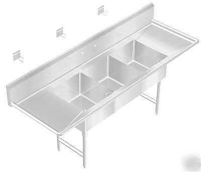 Sink 3 compartment nsf approved heavy duty 14GA, m size