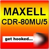 Maxell cdr-80MU/5 80 min recrdbl c dfor dig audio 5PK r