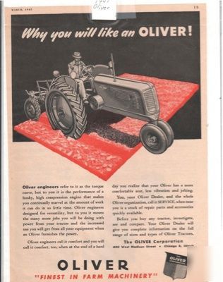 Vintage ad-1947 oliver farm tractor machinery ad chi