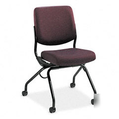 Hon nesting chair 4CASTERS 26X26X36 black frame claret