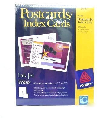1 box (100 sheets / 400 ) avery 8577 ink jet post cards
