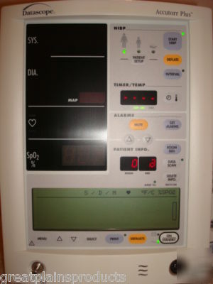 Nib datascope accutor plus patient monitor p SPO2 