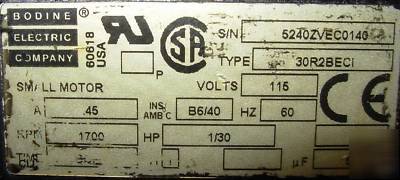 Bodine electric 30R series ac induction motors 115V 