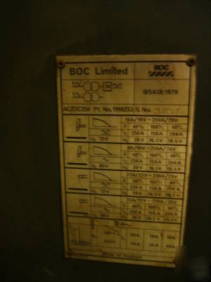 Boc transtig 250 ( 300 a max) ac/dc tig welder 415V