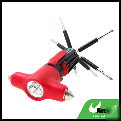 Compact 8 in 1 magnetic head screwdriver & 3 led torch