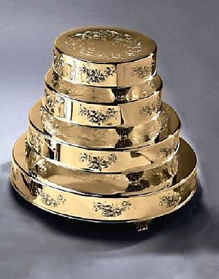 Gold plate embossed cake stand plateau 18