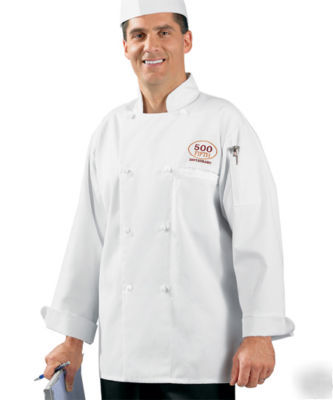 Happy chef cotton executive french knot chef coat sz l