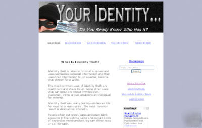 Identity theft niche website