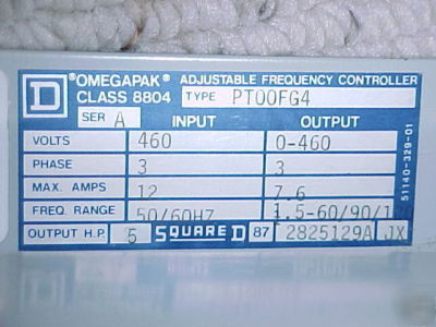 Square-d omegapak adj. freq. control type 8804 pt