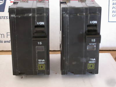 New 2 square d 15A 15 amp 2POLE circuit breakers QOB215 