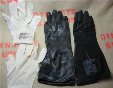 New chemical resistant gloves heavy black rubber medium 