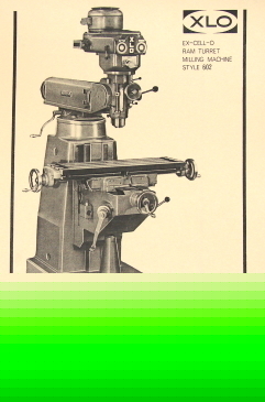 Ex-cell-o 602 milling machine part manual 52672 xlo