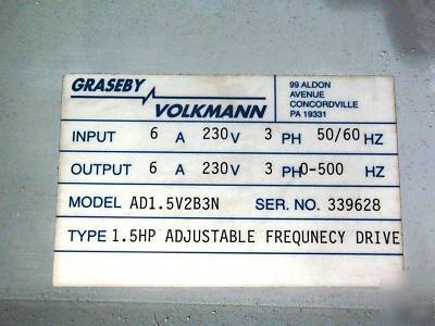 Graseby volkman ad-2 adjustable frequency drive 1.5 hp