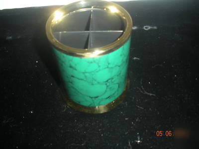 Lerche carrara green 22 carat gold metal pencil cup