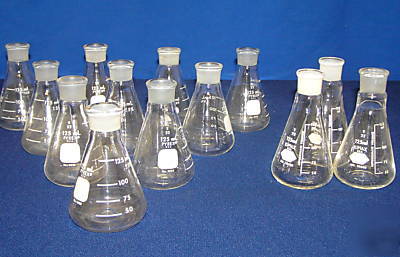 13 erlenmeyer flasks, narrow mouth, 125 ml, #22 stopper