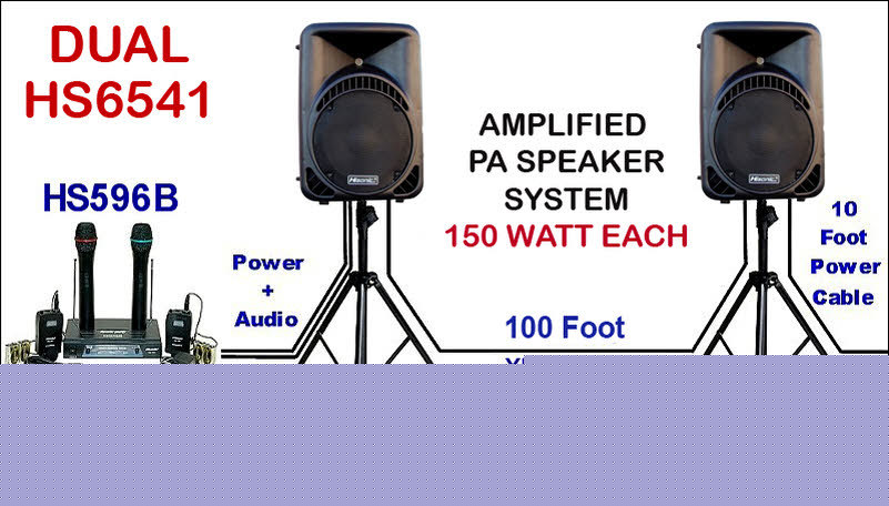 Hisonic dual 150 watt pa public address system + mics