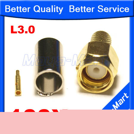 100X sma male crimp connector goldplated to RG58 LMR195