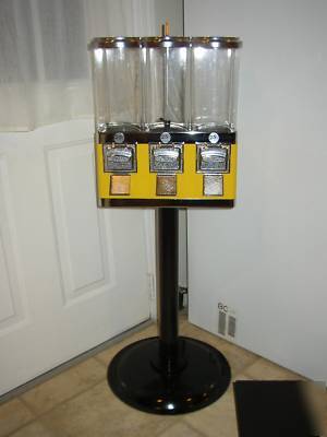 1800 triple head candy vending machine yellow silver