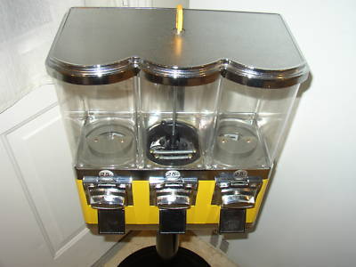 1800 triple head candy vending machine yellow silver