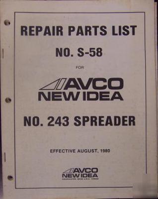 New idea 243 manure spreader parts manual