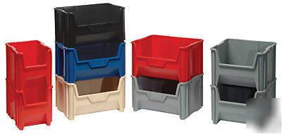 2 plastic bins stackable storage totes containers 