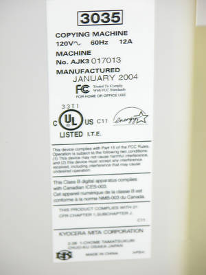 Copystar cs-3035 copier fax/scanner/network printer 