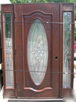 Pre-finished mahogany front entrance door w side lights