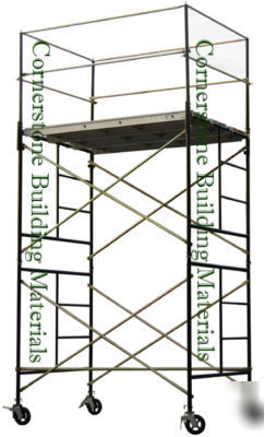 Scaffold rolling tower with aluminum decks & guard rail