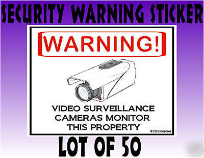 Video surveillance camera warning stickers lot of 50