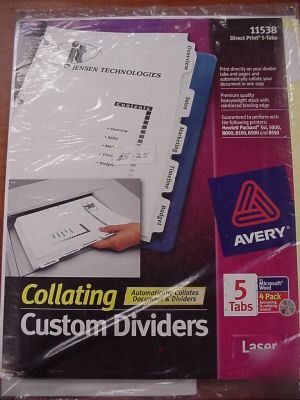 Avery collating custom dividers laser 5 tabs 4-pack