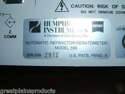 Humphrey zeiss autorefractor keratometer hark 599 auto-